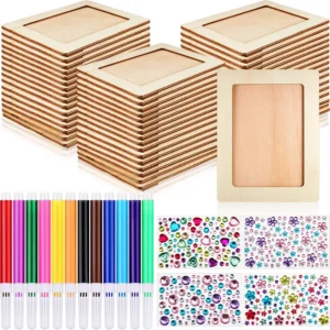 32-Piece Unfinished Wooden Picture Frame Craft Kit